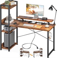 ODK Desk with Outlets  Rustic Brown