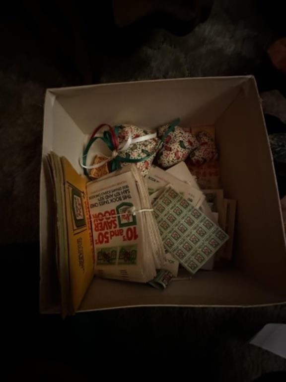 Box of Vintage Coupons and Stamps