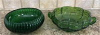 Vintage emerald glass bowls
