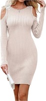 Cold Shoulder Bodycon Sweater Dress small