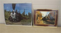 Two framed train pictures, 20 X 16 & 16 X 12"