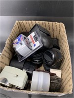 Mixed lot of camera lenses and parts, vintage