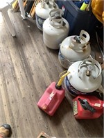 Lot including propane gas tanks and fuel cans