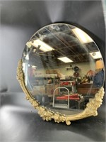 Antique rounded mirror, framed, 26"