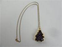 24" Necklace with Amethyst Cluster Pendant