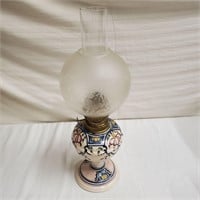 Vintage Hand Painted Ceramic Oil Lamp