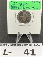 1867 3 Cent Nickel Piece