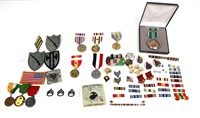 VARIOUS MILITARY BADGES, PINS, MEDALS