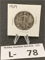 Silver 1939 Walking Liberty Half Dollar