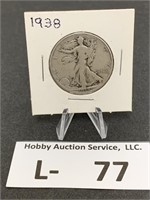Silver 1938 Walking Liberty Half Dollar