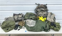 MILITARY BAGS, HAND GRENADE POUCH, BINOCULARS ETC