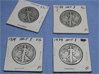 Four Walking Liberty Half Dollar 90% Silver