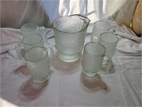 Vintage Indiana Glass Pitch Mug Set