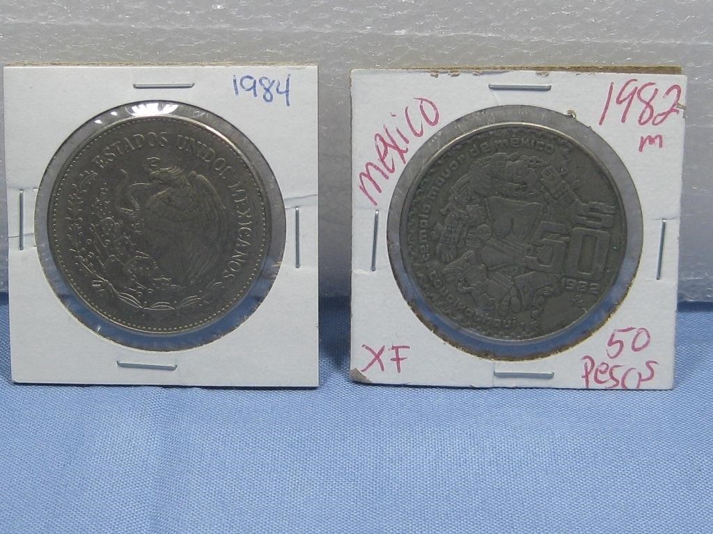 Two Mexico 50 Peso Coins