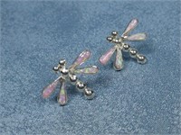 Sterling Silver Tested Opal Dragonfly Earrings