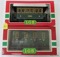 2 LGB “G” Gage Dark Green Passenger Coaches, OB