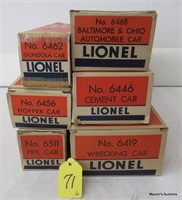 6 Lionel Freight Cars, OB