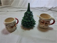 VTG XMas Tree Lighter & Santa Cups