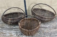 3 Willow gathering baskets