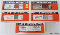 5 Lionel Christmas Cars, OB