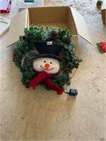 Lighted snowman wreath