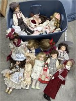 Tub of porcelain dolls
