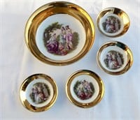 Porcelain Victorian Fruit/Dessert Set. Gold gilt