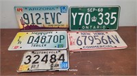 5 license plates - RI motorcycle, MS, Arizona,
