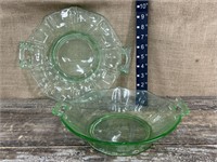 Uranium glass serving dish & bowl