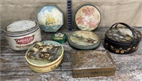 Box of vintage tins