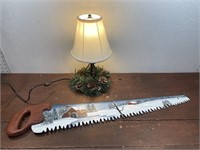 Lamp and painted saw blade