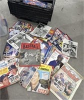 Tub of baseball card magazines, sports calendars,