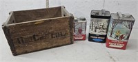 Crate, syrup tins