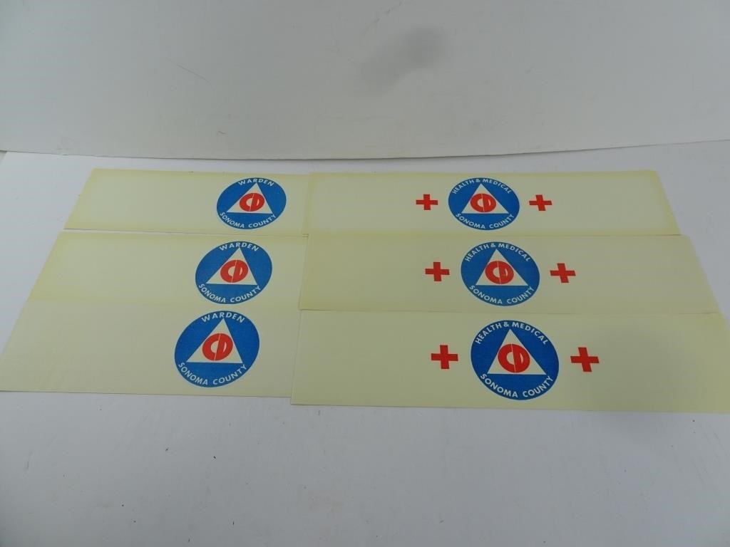 Late 1950s Sonoma County Civil Defense Arm Bands