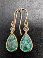 $1725 14K  Colombian Emerald(2.3ct) Diamond(0.11ct