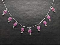 $3705 10K  Ruby(7.5ct) Diamond(0.55ct) Necklace
