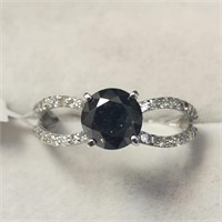 $3105 14K  Black Diamond(1.3ct) Diamond(0.3ct) Rin