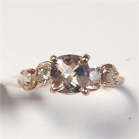 $2000 10K  Morganite(1ct) Diamond(0.2ct) Ring