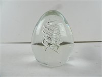 Medium Glass Egg Paperweight with Swirl Bubble