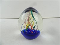 Large Glass Paperweight With Multicolor Swirl