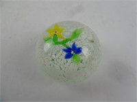 Floral Small Wide Glass Paperweight