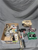 Box of hardware:  casters, switch, paint rollers,