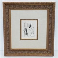 Framed nude lithograph