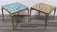 Pair of mid century modern tile top side tables