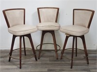3 mid century modern faux leather barstools