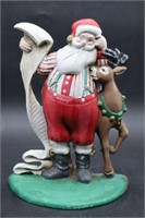 Cast Iron Santa & Reindeer Bookend