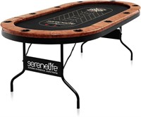 SereneLife 10-Player Oval Foldable Poker Table
