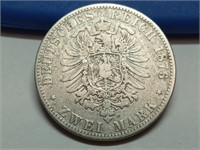 OF) 1876-A German States Prussia Silver 2 Mark