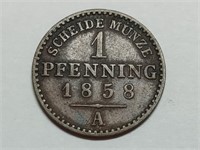 OF) 1858-A German States Lippe Detmold Pfennig