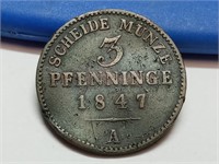 OF) 1847-A 3 Pfennig Copper Lippe-Detmold